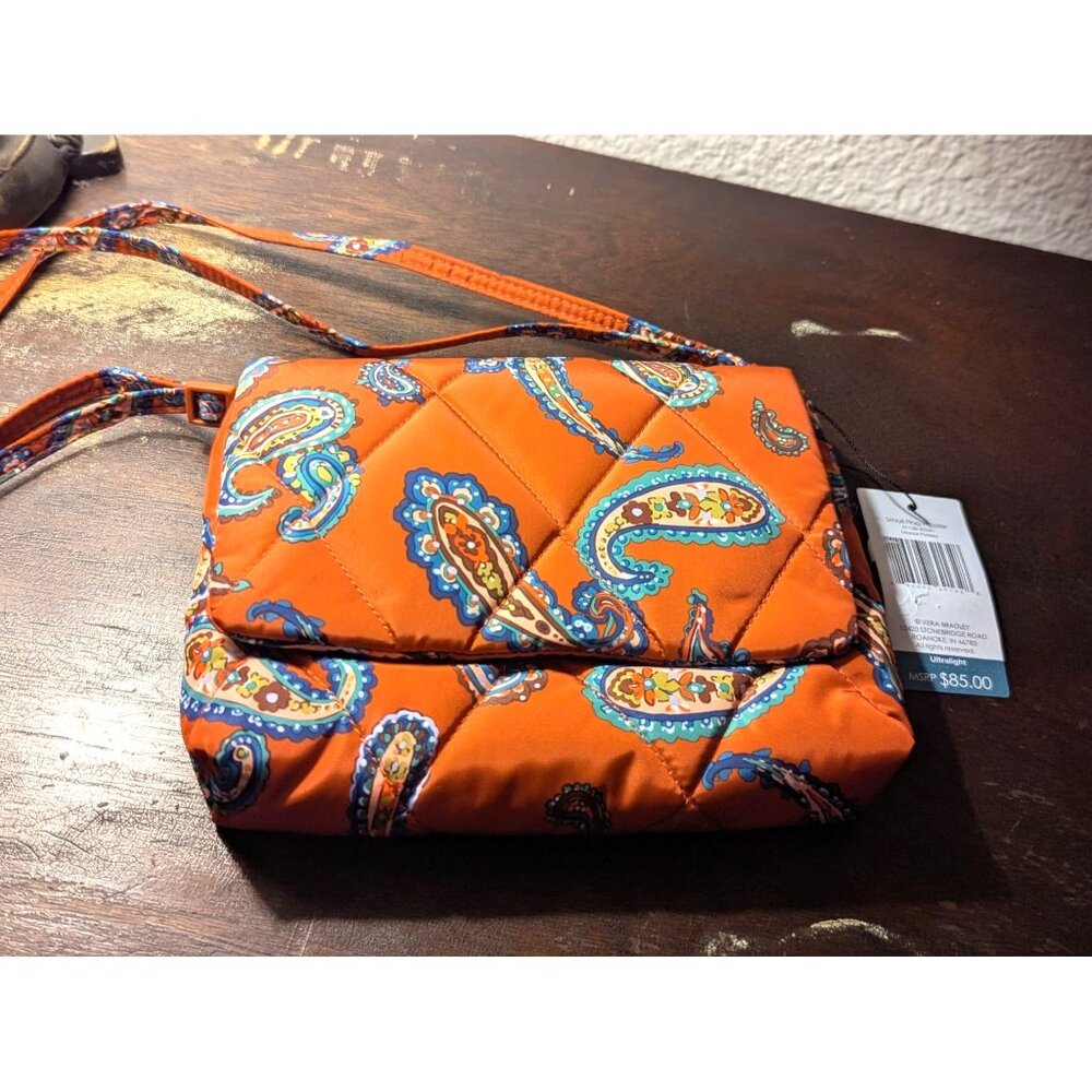 Vera Bradley Small Hipster Crossbody Bag Manor Paisley Orange Quilted Lightweigh